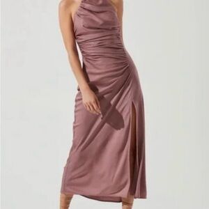 Astr Mauve Halter Midi Dress